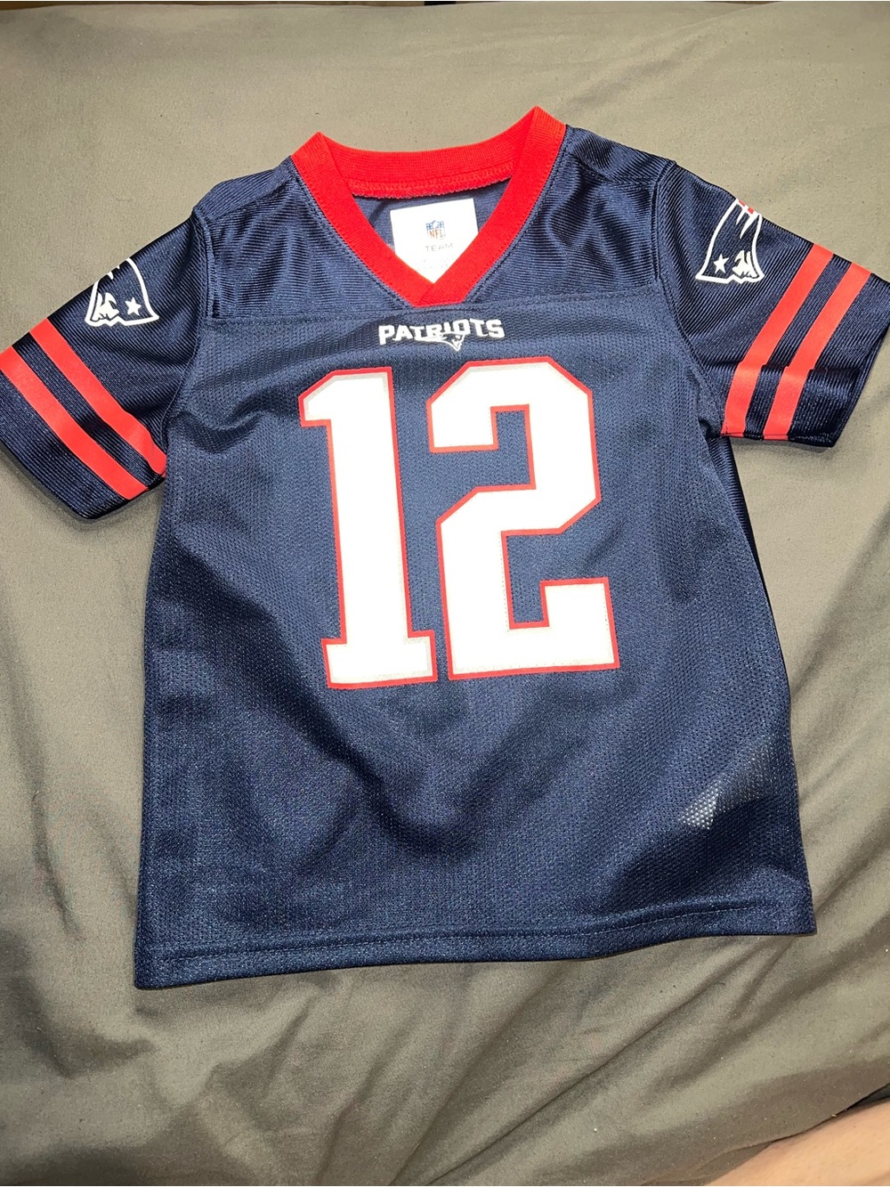 Old Navy Patriots and Tom Brady Kids Navy and Red Football Jersey with Number 12